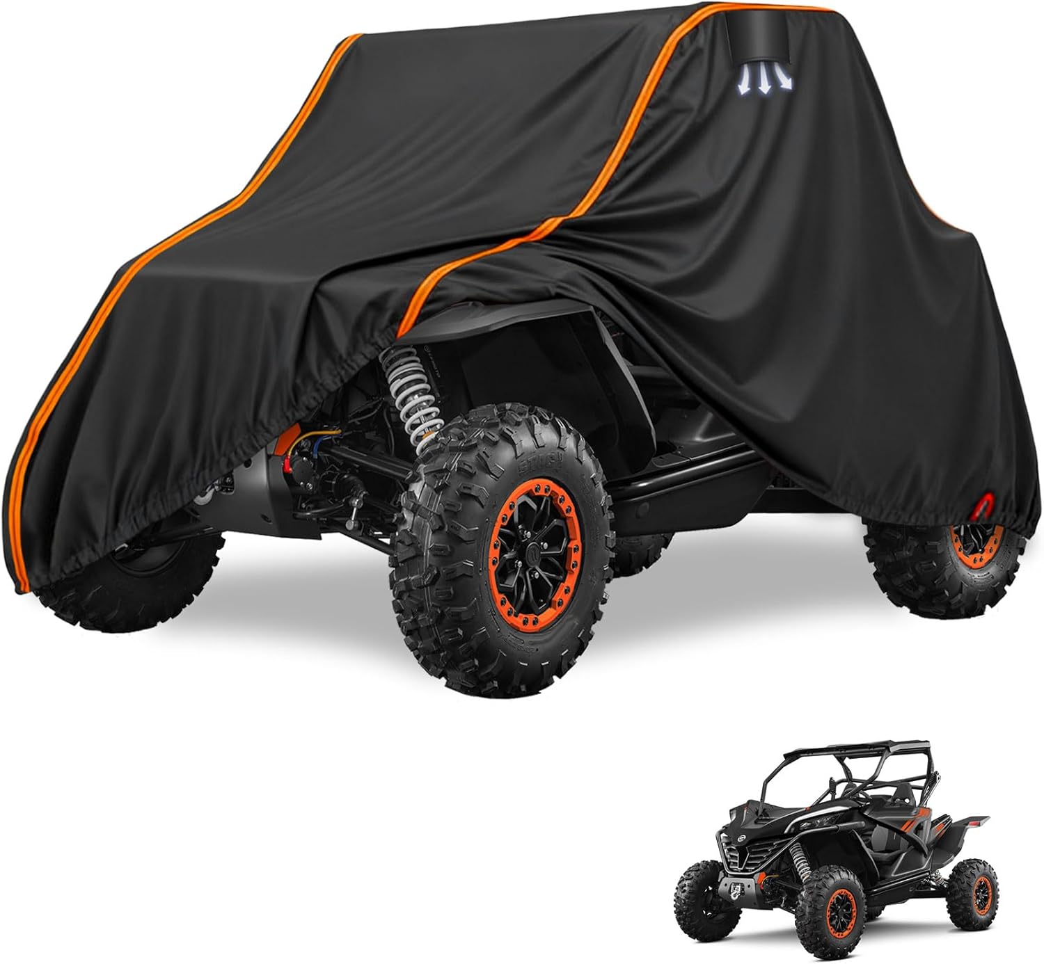 UTV Cover 2 Seater 420D Side by Side Covers Heavy Duty for CFMOTO ZFORCE 800 950 Polaris Ranger General 1000 Teryx Textron Hisun Axis Massimo Waterproof Outdoor 2-3 Seats Off-Road M(126"*59"*69")