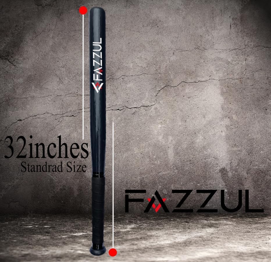 Image of Baseball Bat Natural Wood Baseball Bat with Strong Wood for Self-Defense (32 inch Long) (Black)