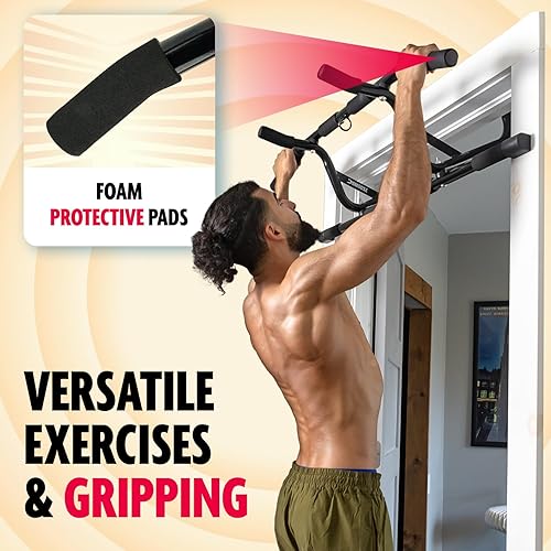 Miniatura 2 de DMoose Pull Up Bar for Doorway - Upto 350 Lbs Capacity, Chin Up Bar with No Screwing & No Slipping Hanging Bar with Padded Handles for Strength