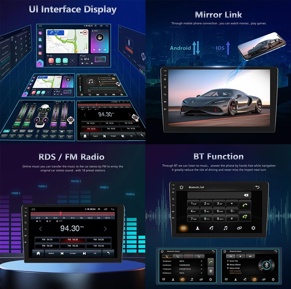 Android 15 Auto Touch Screen 10'' 2 DIN Radio automatica per Honda FRV FR-V EDIX 2004-2009 con Bluetooth FM USB Comandi al Volante Telecamera Posteriore Lettore multimediale per auto(F1 2G+32G)