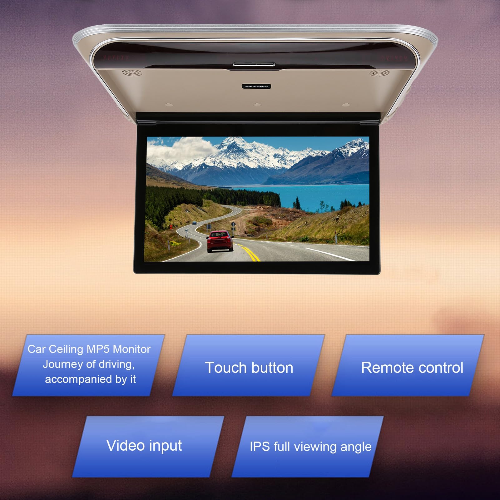 Reproductor de Techo para Coche MP5 17,3 Pulgadas HD 1080P USB Monitor DigitalCompatible WiFi