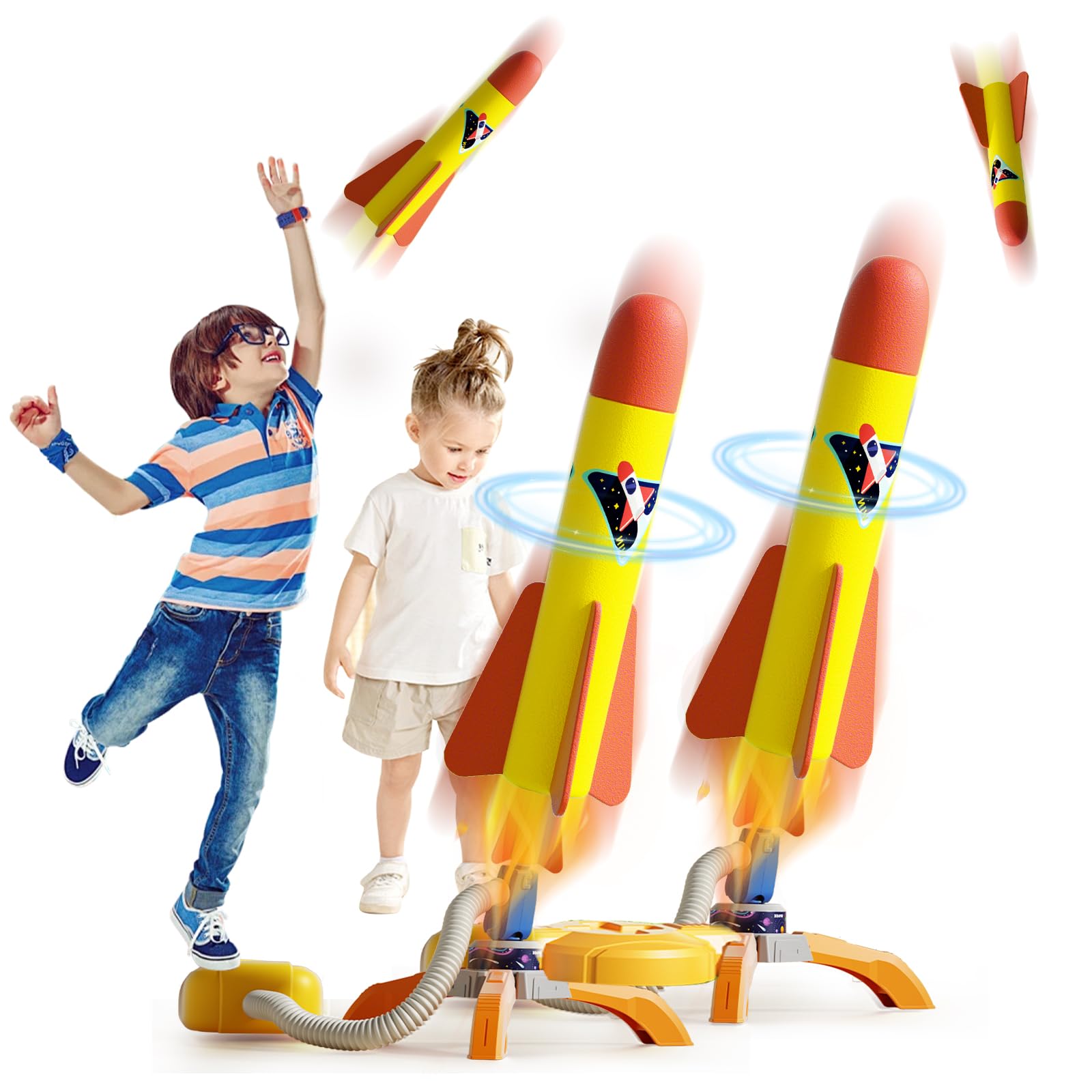 eners 2 Pack Rocket Launcher for Kids, 6 Foam Tipped Rockets, Outdoor Toys for Kids, Boys & Girls, 3-12 Years, Christmas Gifts