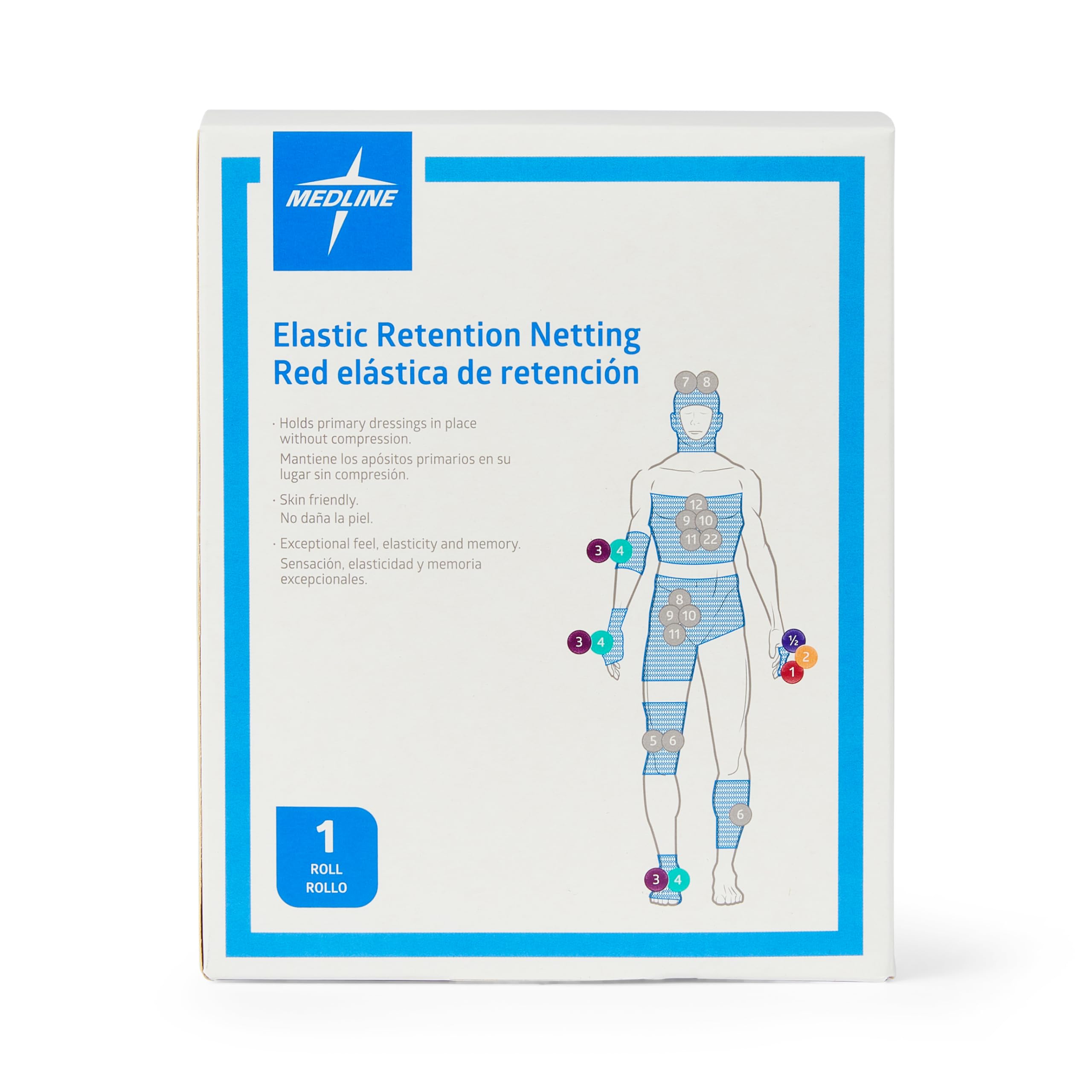 Medline Stretch Tubular Elastic Dressing Retention Net, Size 2, (7" x 25 yds), Ideal for Wound Care, Single Pack