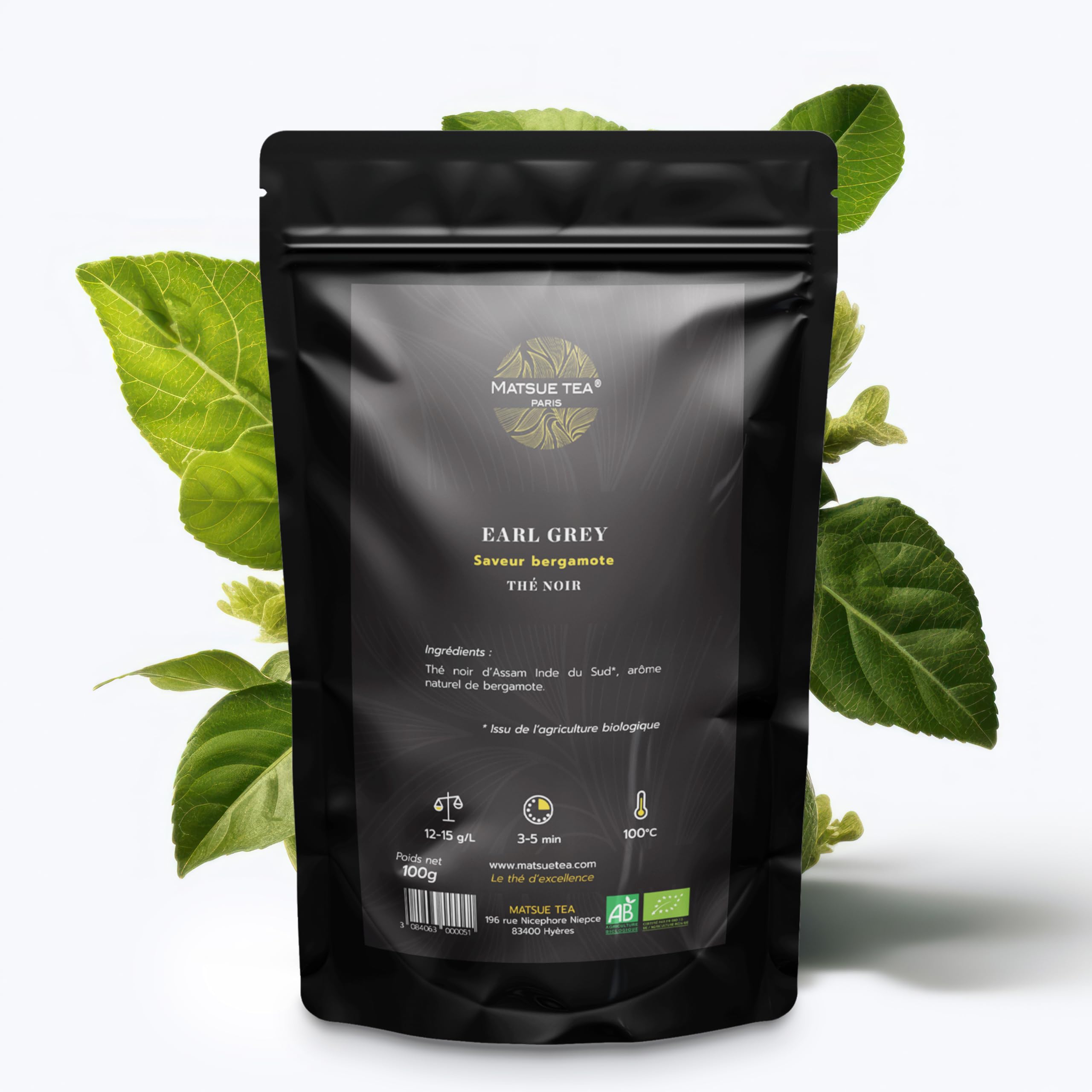 Matsue Tea - Earl Grey - Thé noir en vrac - Bergamote - Qualité Premium - Feuilles de Thé Ramassées à la Main - 250 g