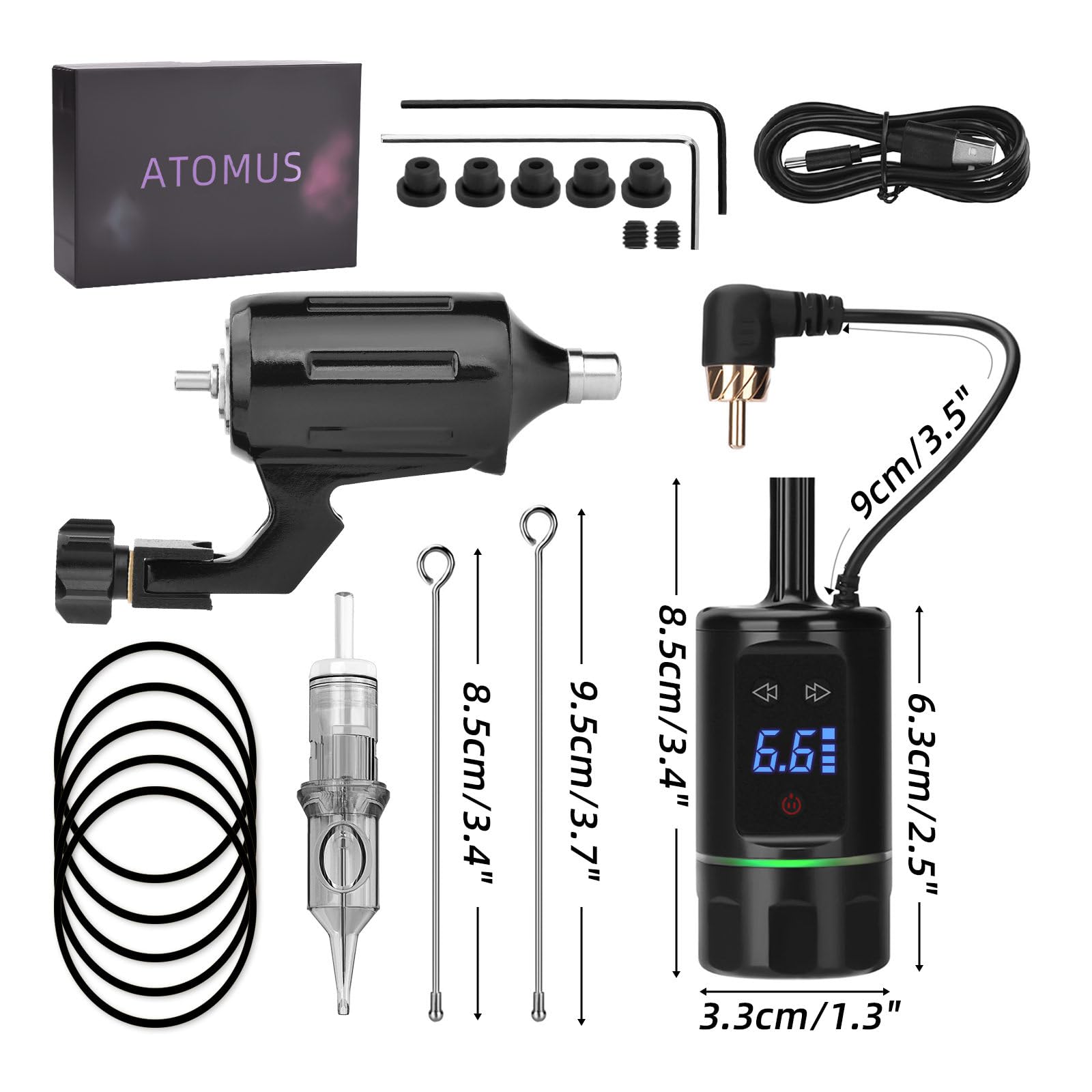 Amazon | ATOMUS ロータリー式タトゥーマシンセット 15000RPM 9段階