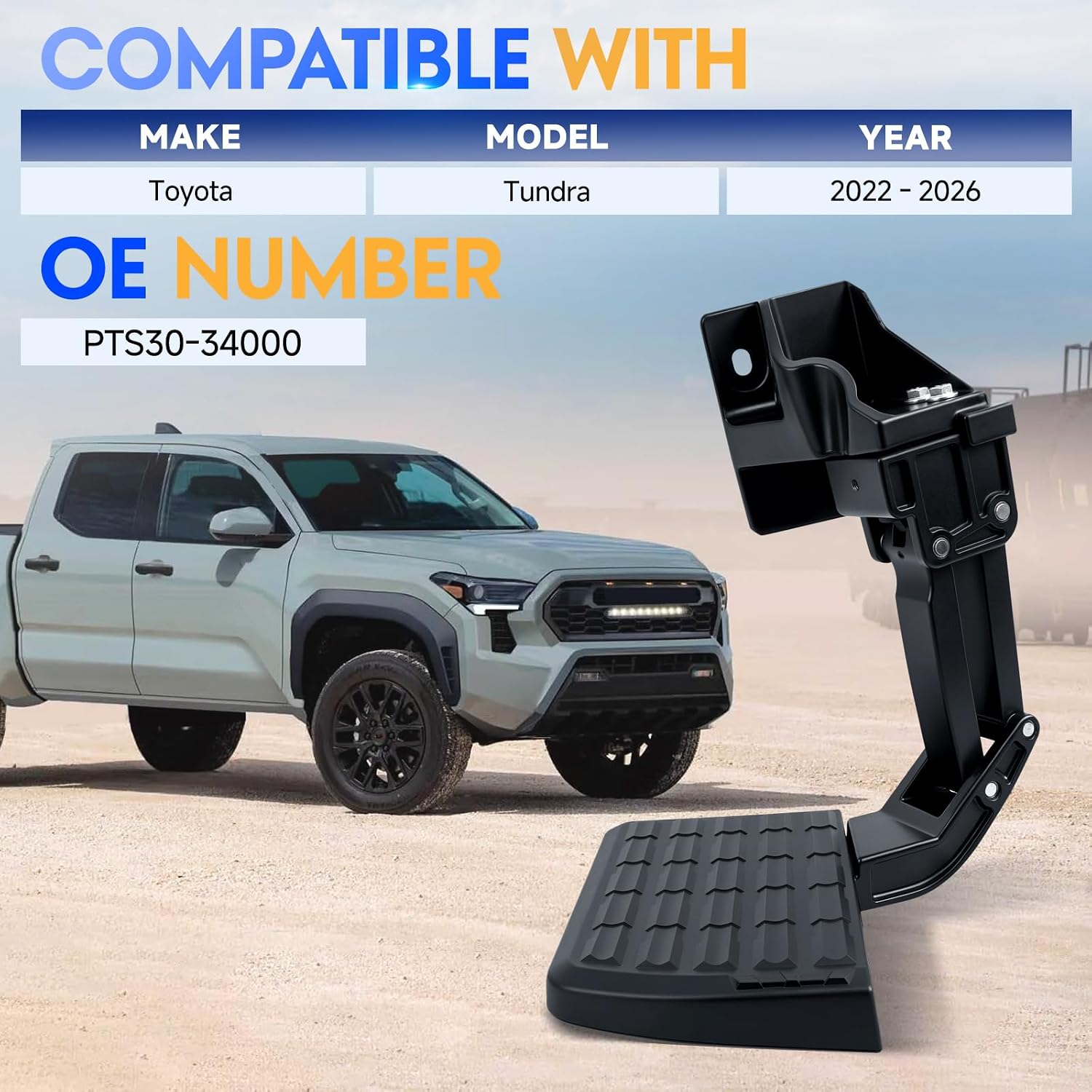 PTS30-34000 Retractable Rear Bed Step Fit for Toyota Tundra 2022-2026
