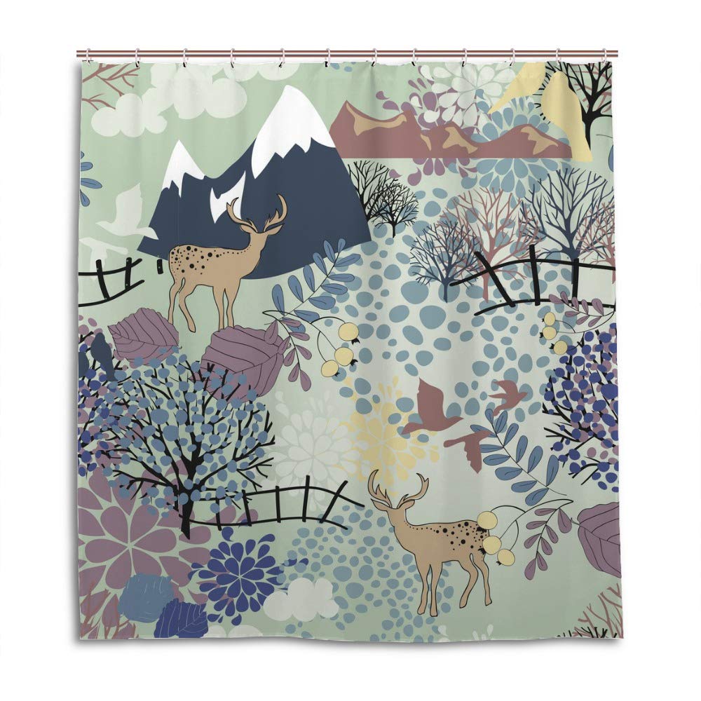 Rideau de douche 66x72 protégez votre carrelage de l'humidité avec le motif forêt
