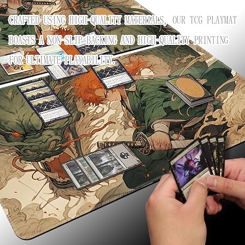 Miniatura 10 de MTG - Tapete de juego tamaño 24 x 14 pulgadas, bolsas de almacenamiento antideslizantes, ideal para entusiastas de los juegos de cartas, tapete de
