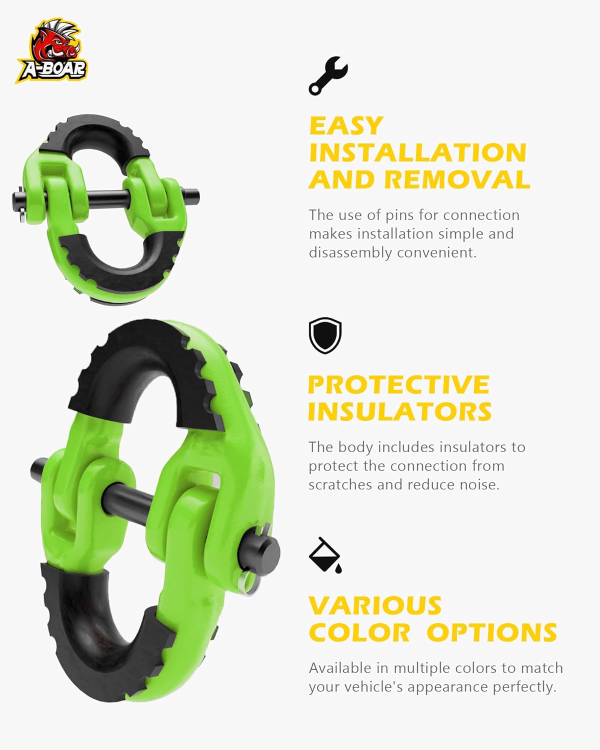 1/2 Safety Chain Connector, 2 Pack Hammerlock Coupling for Trailer Chains, 12000Lbs Load Capacity, Alloy Steel Tow Hitch Safety Link, Green - Image 2