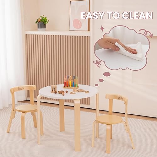Miniatura 6 de Swegrow Juego de mesa y 2 sillas para niños, mesa y sillas de madera para niños y bebés, muebles de madera para niños para sala de juegoshogarkinder