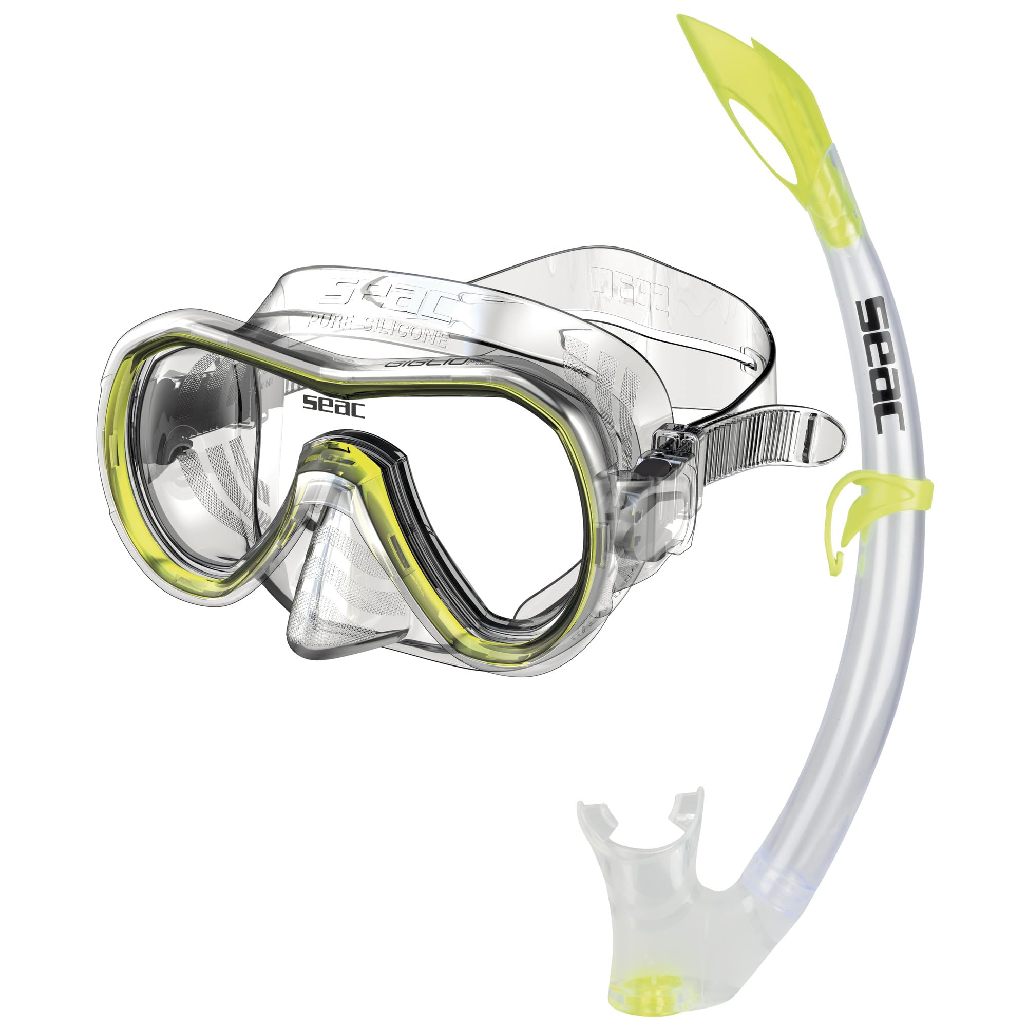 Seac Set Giglio, Set Snorkeling con Maschera Subacquea e Snorkel con Valvola di Spurgo Acqua per Adulti e Ragazzi