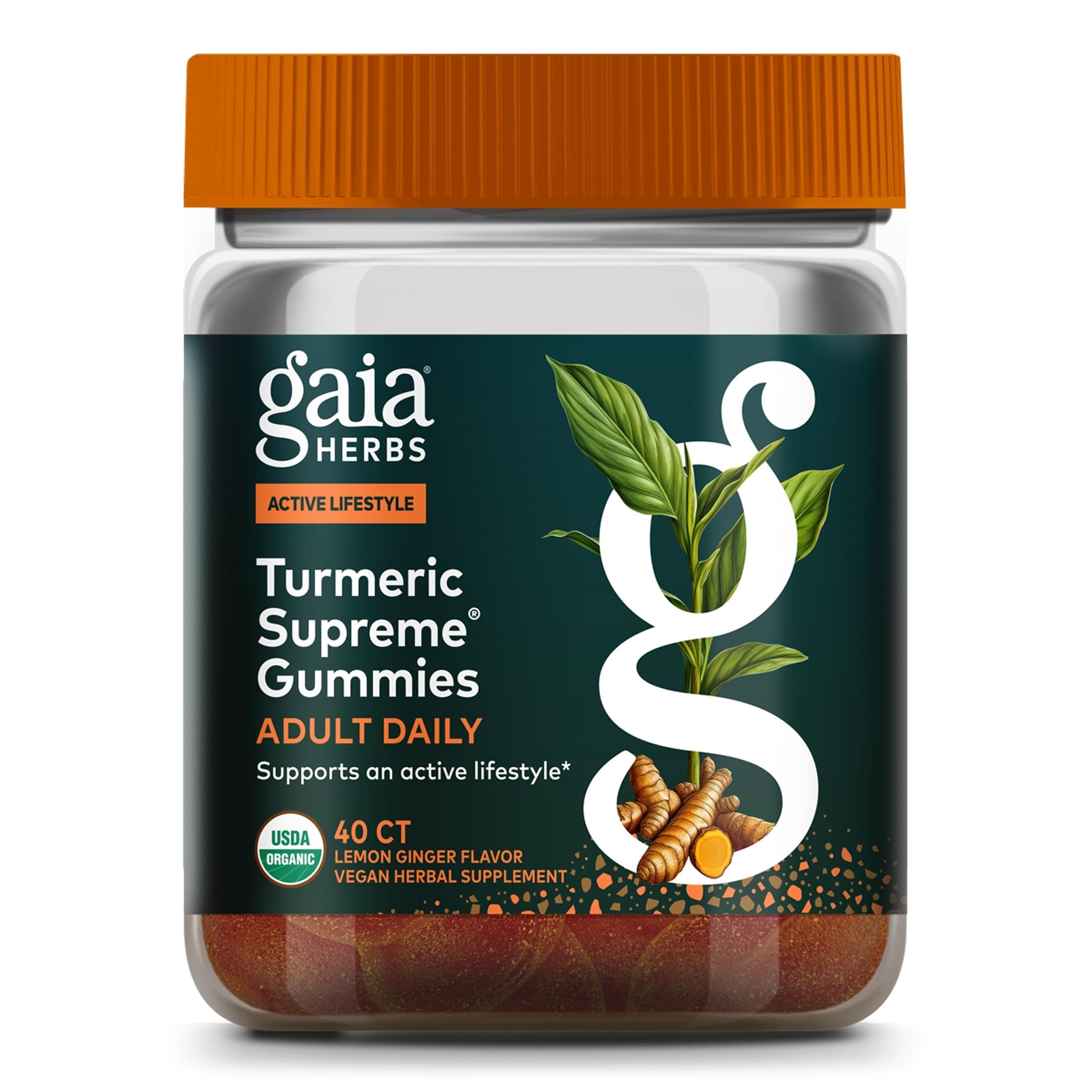Gaia Herbs Turmeric Supreme Adult Daily, 40 Vegan Gummies, 20 Servings 40 Count (Pack of 1)