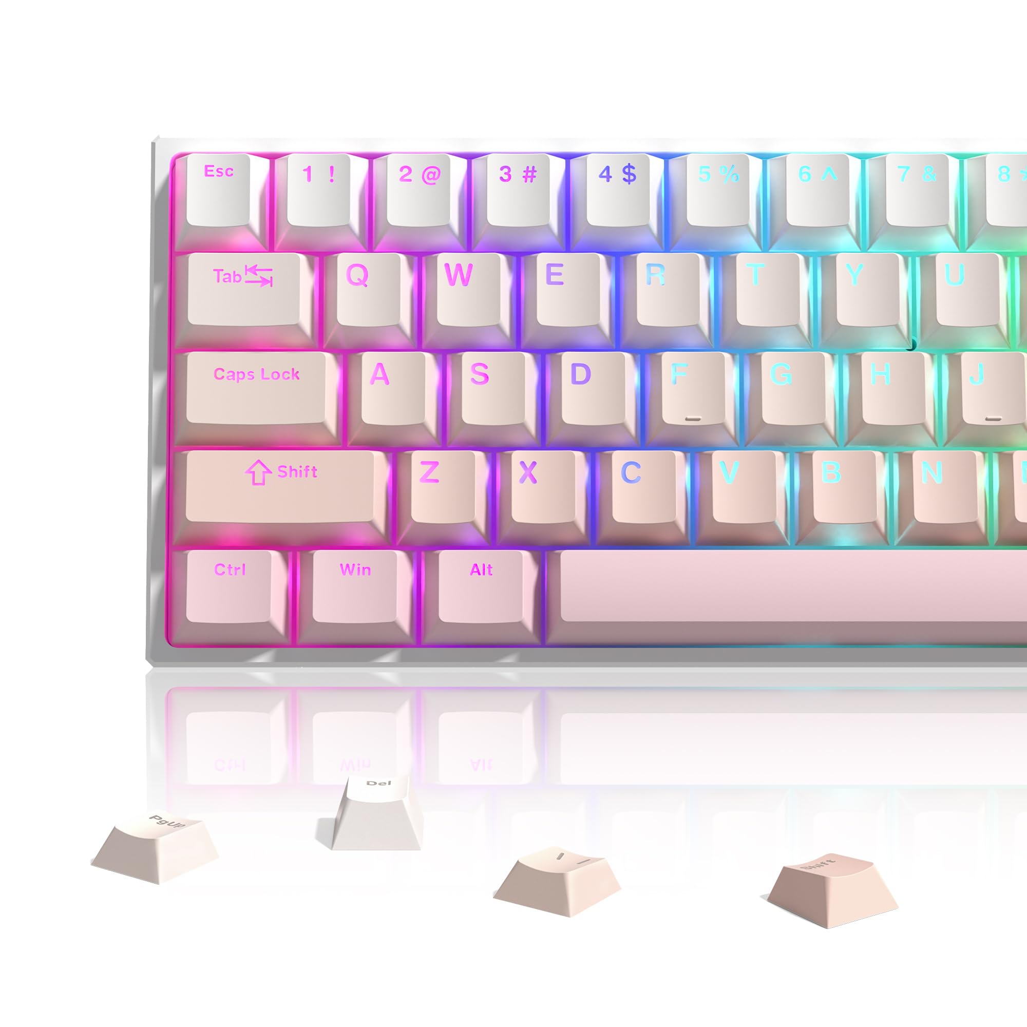 XVX PBT Keycaps,Shine Through Keycaps 132 Keys Gradient Sakura Pink,Double Shot Cherry Profile Custom Keycaps for 60% 65% 75% 100% Cherry Gateron MX Switches Mechanical Keyboard(only keycaps)
