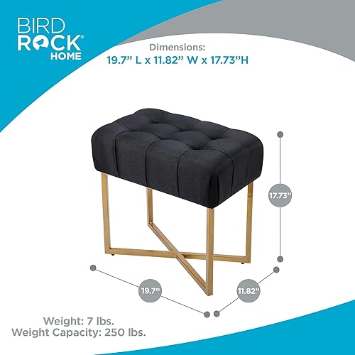Miniatura 25 de BIRDROCK HOME Taburete rectangular copetudo con cojín acolchado suave, silla de tocador versátil para dormitorio, sala de estar, baño, asiento