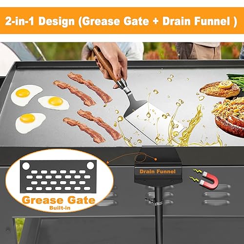 Miniatura 3 de Embudo de drenaje de grasa trasero para Blackstone, atrapador de grasa autodrenante con imanes fuertes, embudo de recogedor de grasa reutilizable
