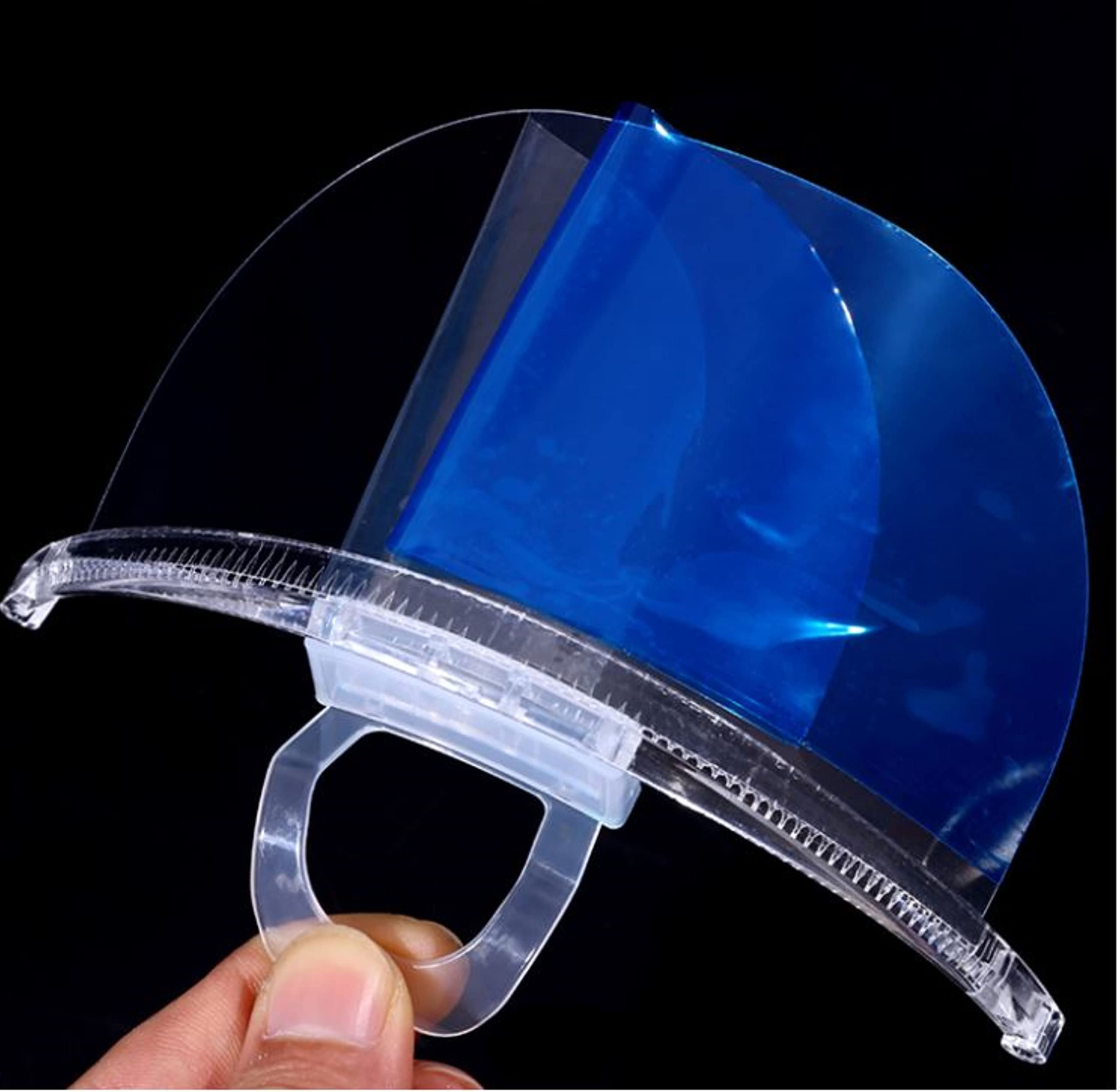 Lot de 20 visières de protection pour le visage avec sangle élastique réglable en PVC Transparent