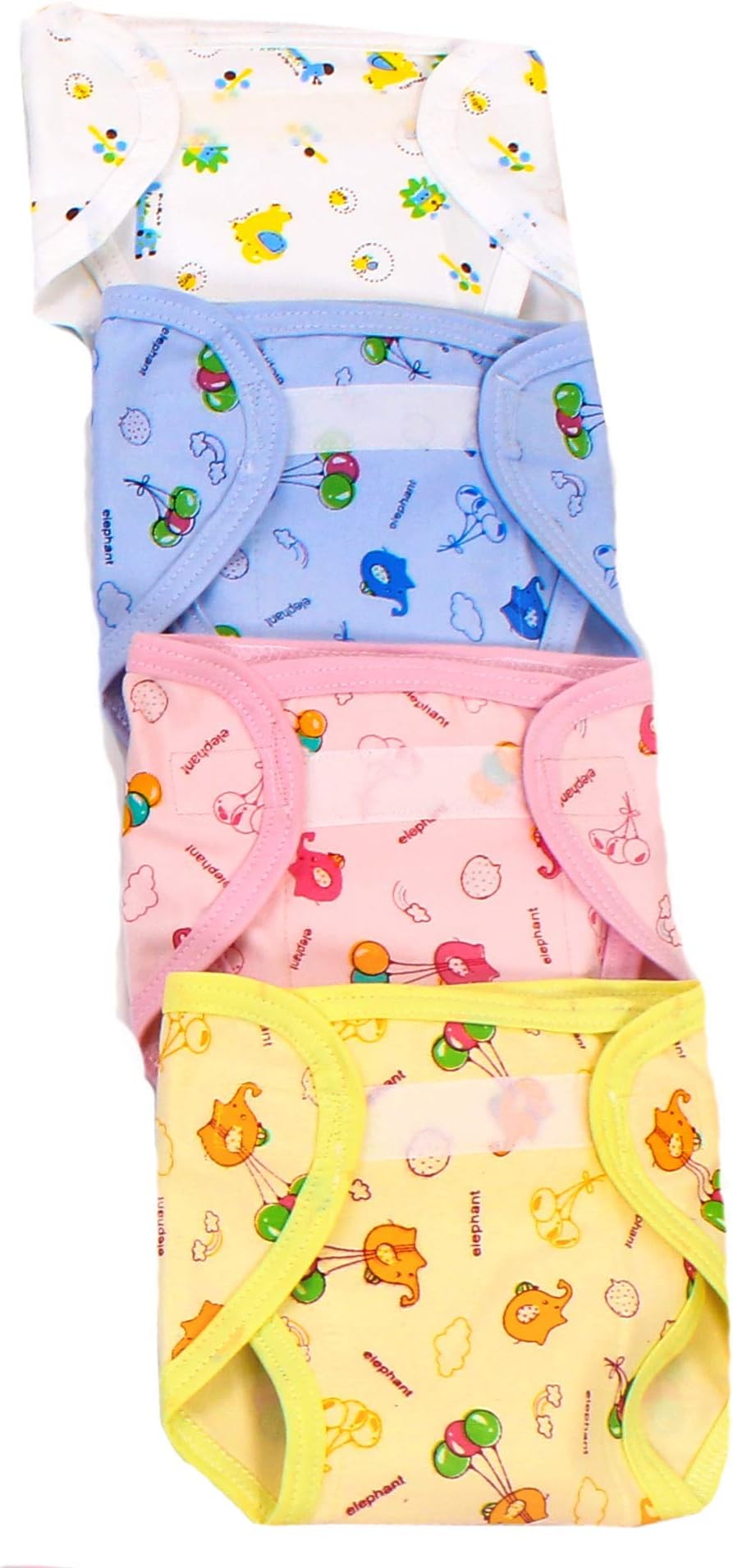 Padded Nappy for New Born Baby - Set of 4 Pcs/Hosiery Cotton Cloth Diapers/Langot for Babies/Nappies/U Shaped/Washable and Reusable(0-9 Months)