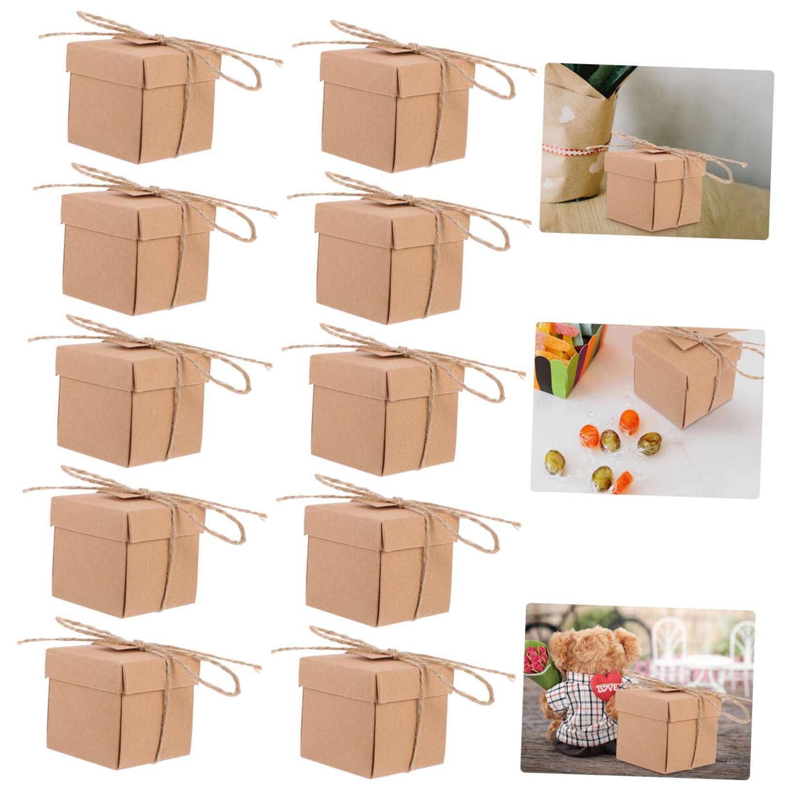 Warmhm 50sätze Kraftpapier-süßigkeiten-verpackungsboxen Geschenkboxen Aus Kraftpapier Mit Seilen Und Tags Für Partygeschenke Kleine Geschenke Wie Süßigkeiten Kekse Schokolade Und