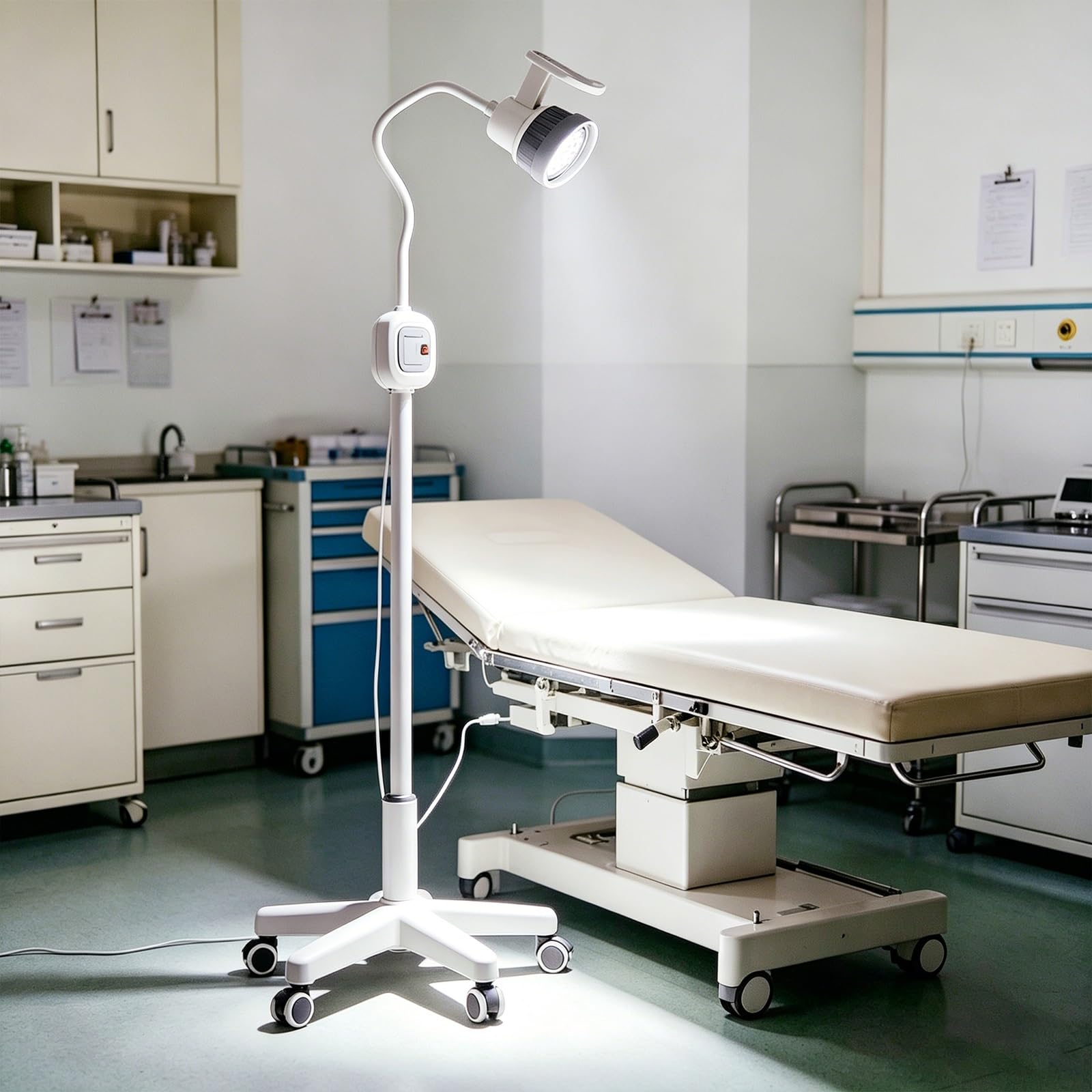 Lampada Per Visita Chirurgica a LED Mobile, Luce Chirurgica con Supporto, Lampada Scialitica Dimmerabile, Chirurgica Lampada, per Ginecologia, Ambulatoriale, Stomatologia