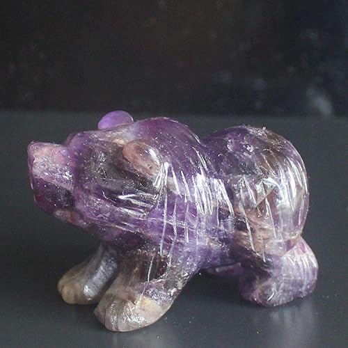 Miniatura 2 de Piedra preciosa tallada a mano natural amatista oso animal figura talla animal