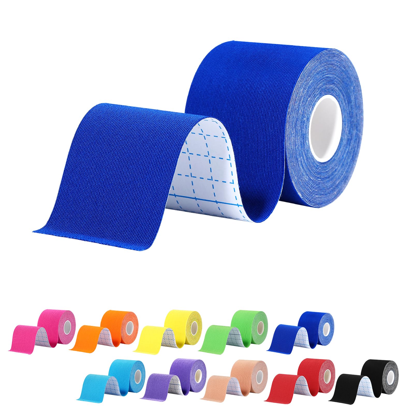 Pro Synthetic Kinesiology Tape 1 Roll, Athletic Sports Tape for Muscle Joint Support, Pain Relief for Knee Elbow Wrist Ankle Plantar Fasciitis, 2 in x 16.4 Ft, Blue