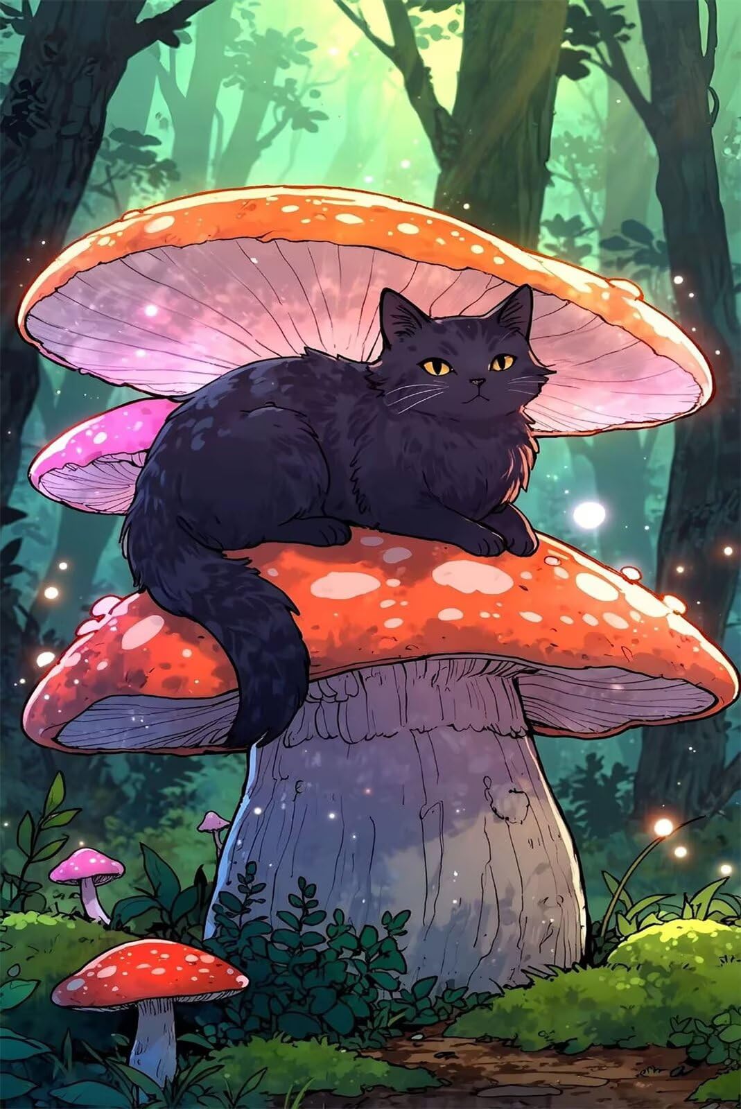 Puzzle 1200 Pezzi Gatto Fungo Puzzle per Adulti, Difficile e Sfidante con Poster Idea Regalo per Appassionati Puzzle Classici