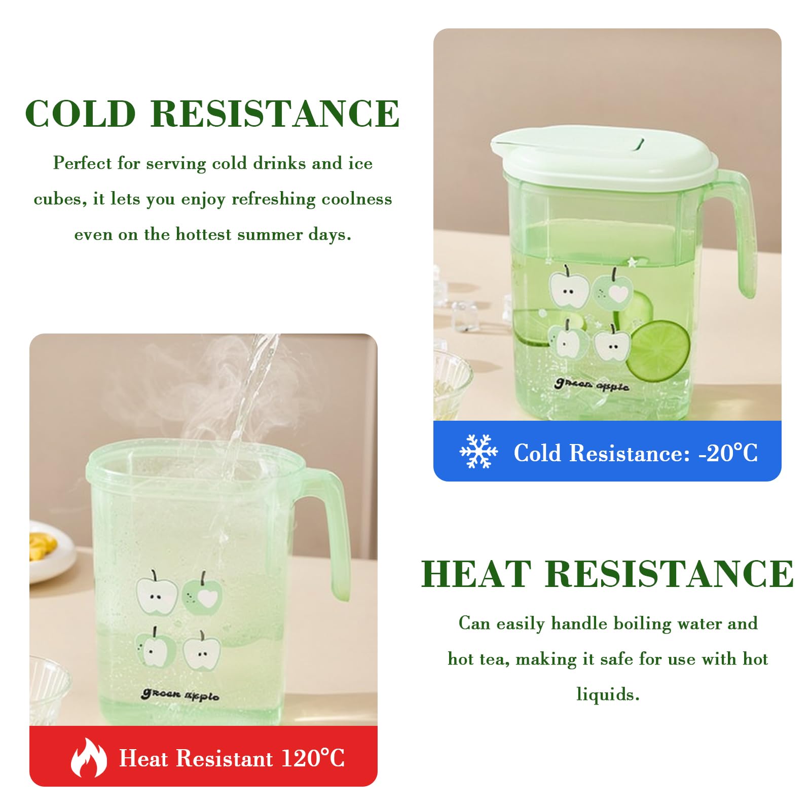 1.8L Leakproof Plastic Water Jug, with Push to Open Lid, Fridge Door Water Pitcher, Wide Mouth, for Iced Tea Homemade Juice - Image 3