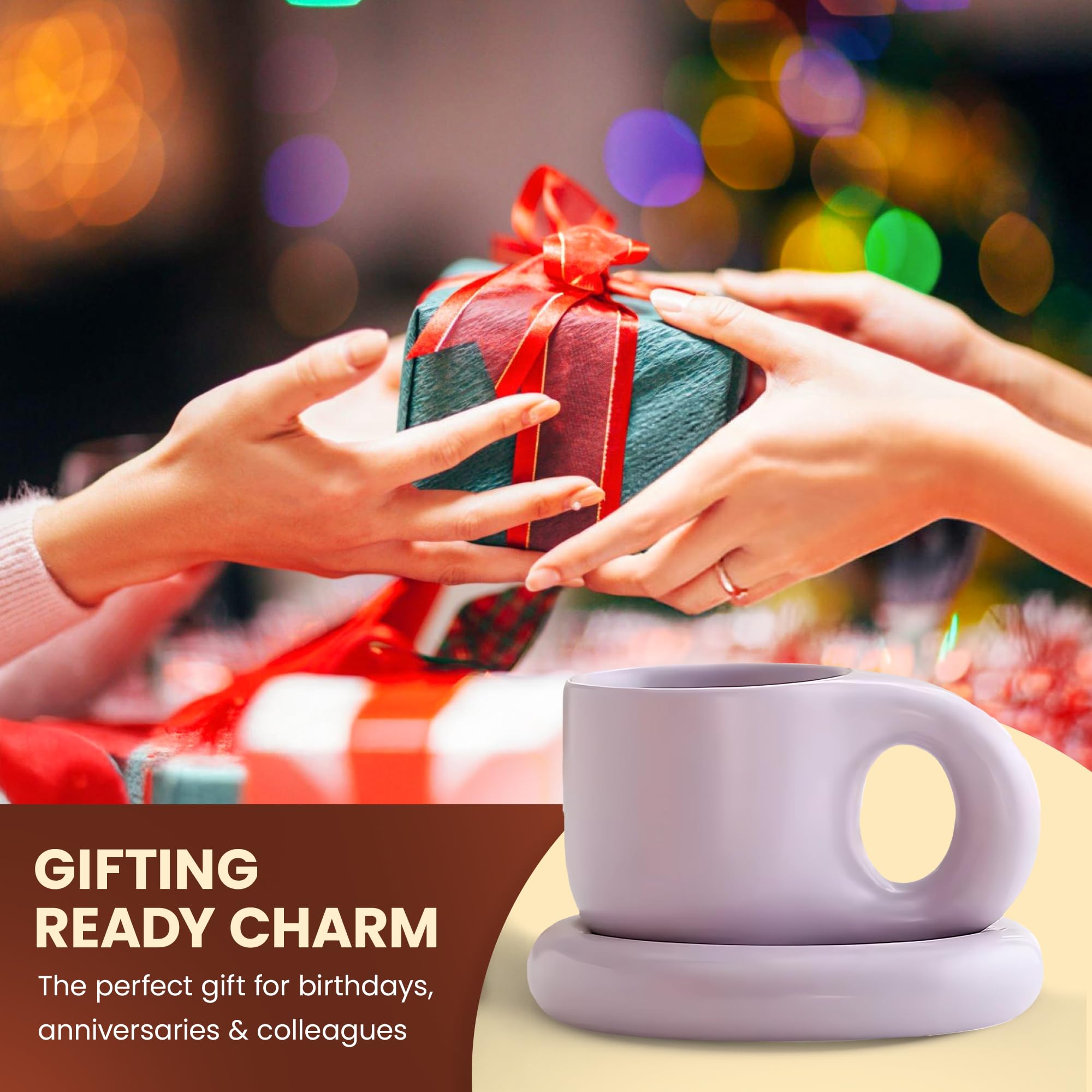 10oz Nordic Ceramic Mug with Saucer (Purple) thumbnail 3