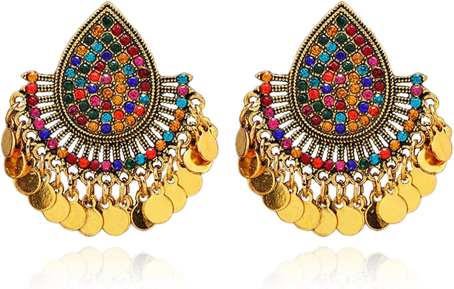 Vintage Boho Beaded Teardrop Earrings for Women Handmade Multicolor Crystal Beaded Tassel Earrings Unique Ethnic Classic Jewelry Gifts