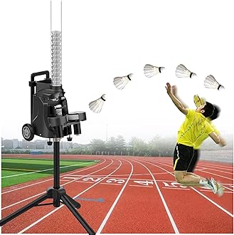 Badminton Serve Pitching Training Machine, Smart Shuttlecock Feeder, Automatic Badminton Ball Thrower Dispenser, Adjustable Height, for Indoor & Outdoor Training