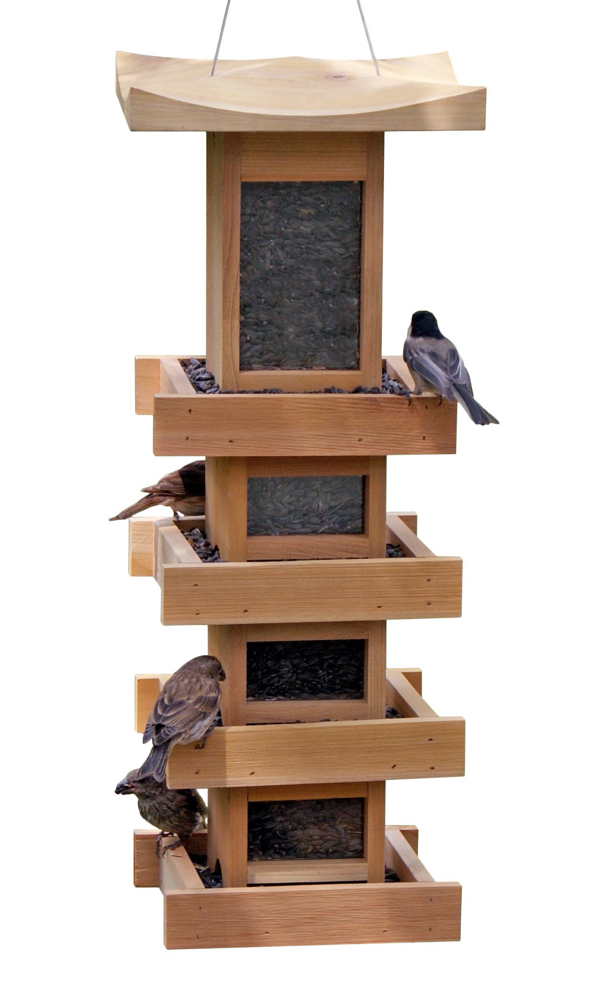 Naturalyards Pagoda Bird Feeder 4-Level Tall, Cedar