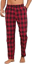 Litherday Men's Long Checked Pyjama Bottoms, 100% Cotton, Sleepwear Trousers with Pockets