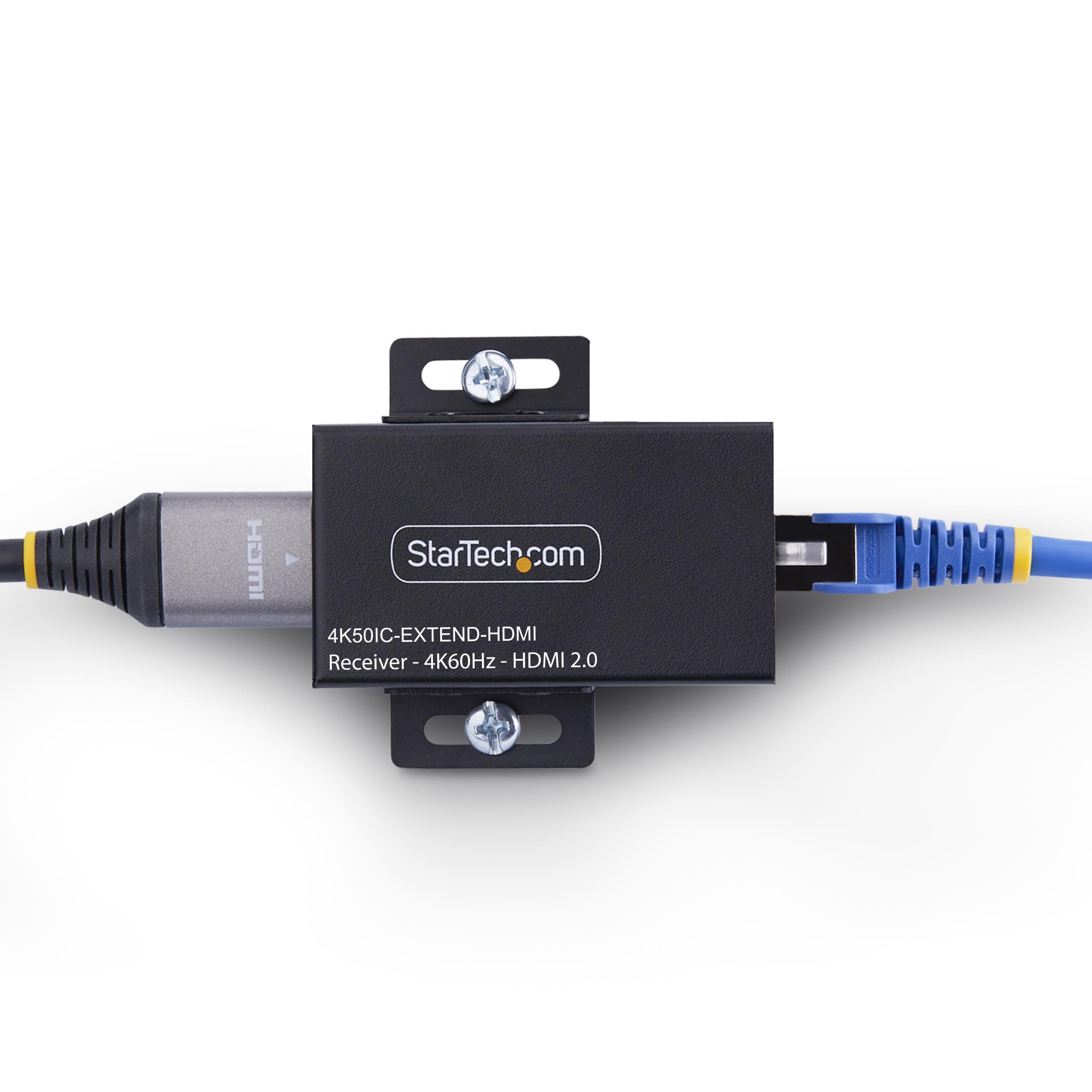 StarTech Extensor HDMI por CAT5e/CAT6 4K 60Hz HDR Audio 7.1 PoC 60m | Compatible con HDCP 2.2, Audio Dolby Digital y DTS, Soportes de montaje incluidos