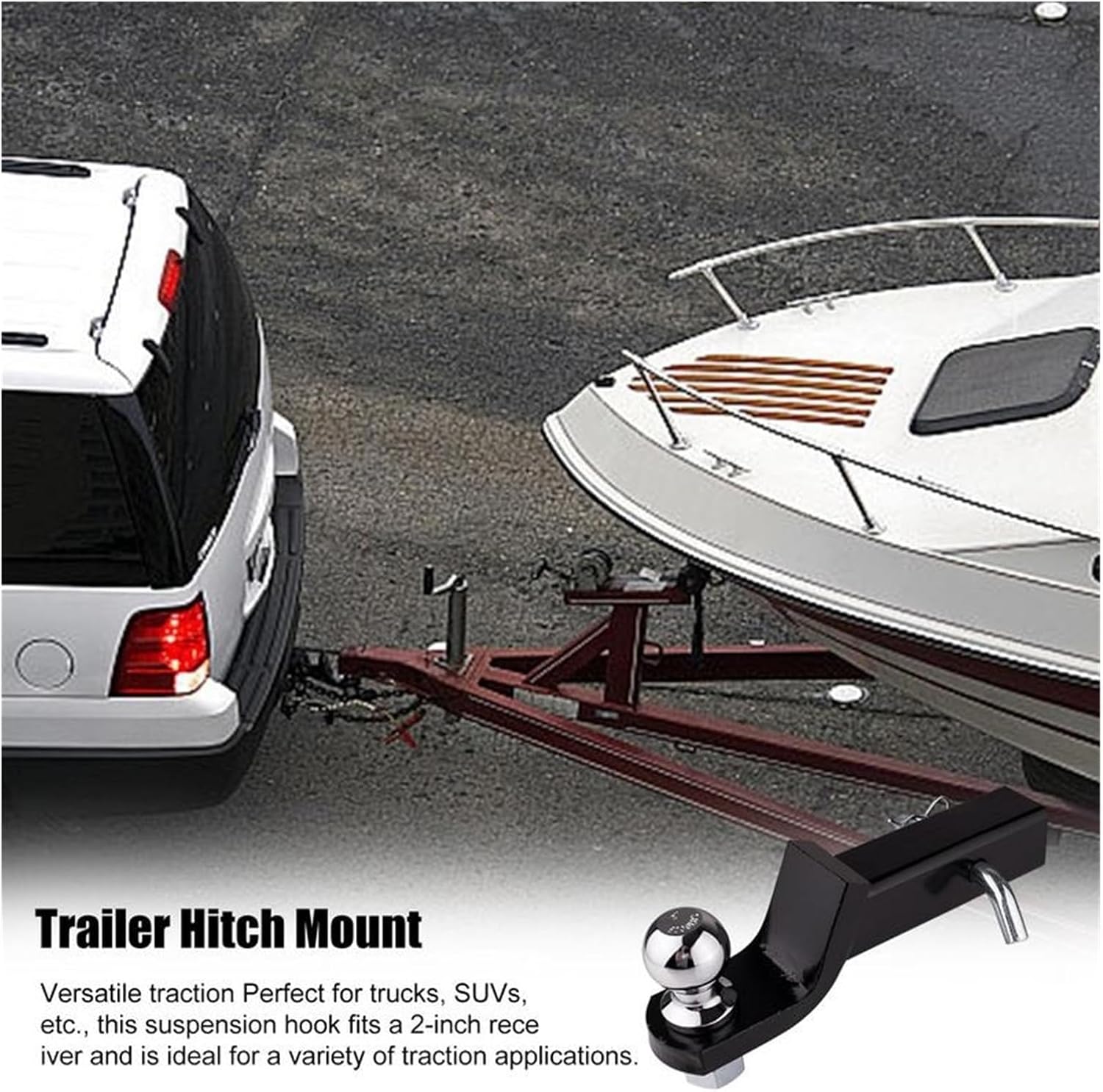 Trailer Hitches, Towbar Tongue Ball Mount with Towball and Hitch Pin RV Hitch 2 Inch Receiver with 6000 Pound Capacity Mount Solid Trailer Hitch