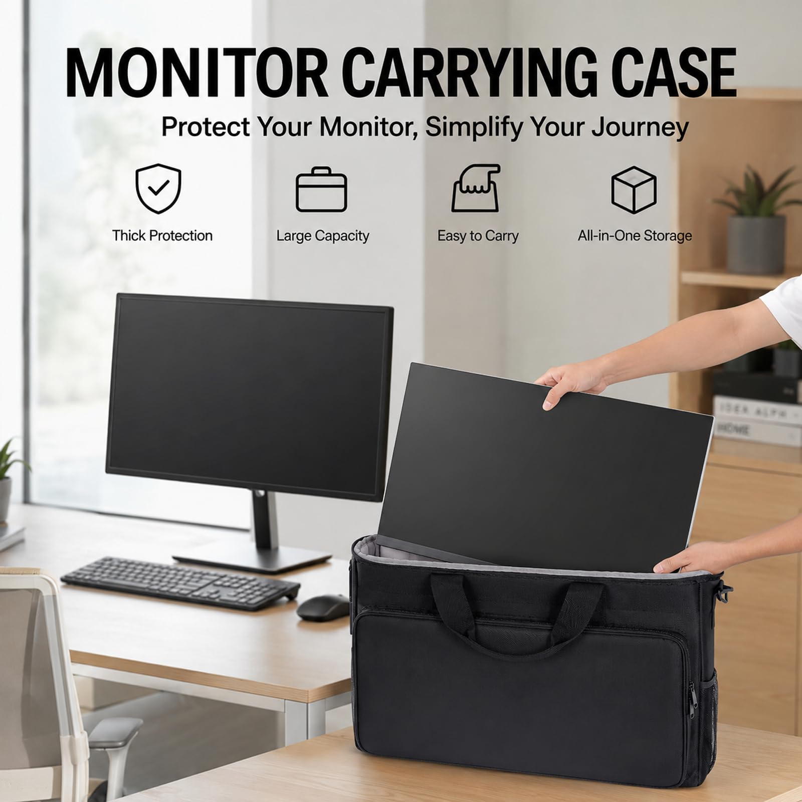 68,6–81,3 cm (27 - 32 Zoll) große Monitor-Reisetasche, gepolsterte Tragetasche mit Zubehörfach