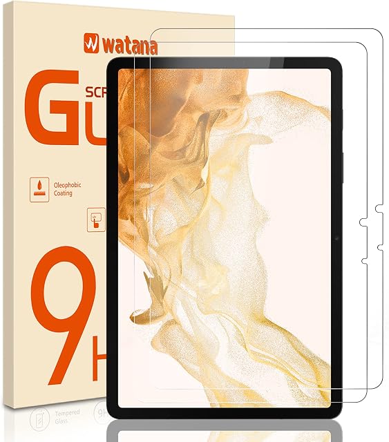 Watana Screen Protector for Samsung Galaxy Tab S8 2022/ Tab S7 (11 inch), 2-Pack, Tempered Glass Film, Compatible with S Pen, [9H Hardness] [Bubbles-Free] [High Definition]