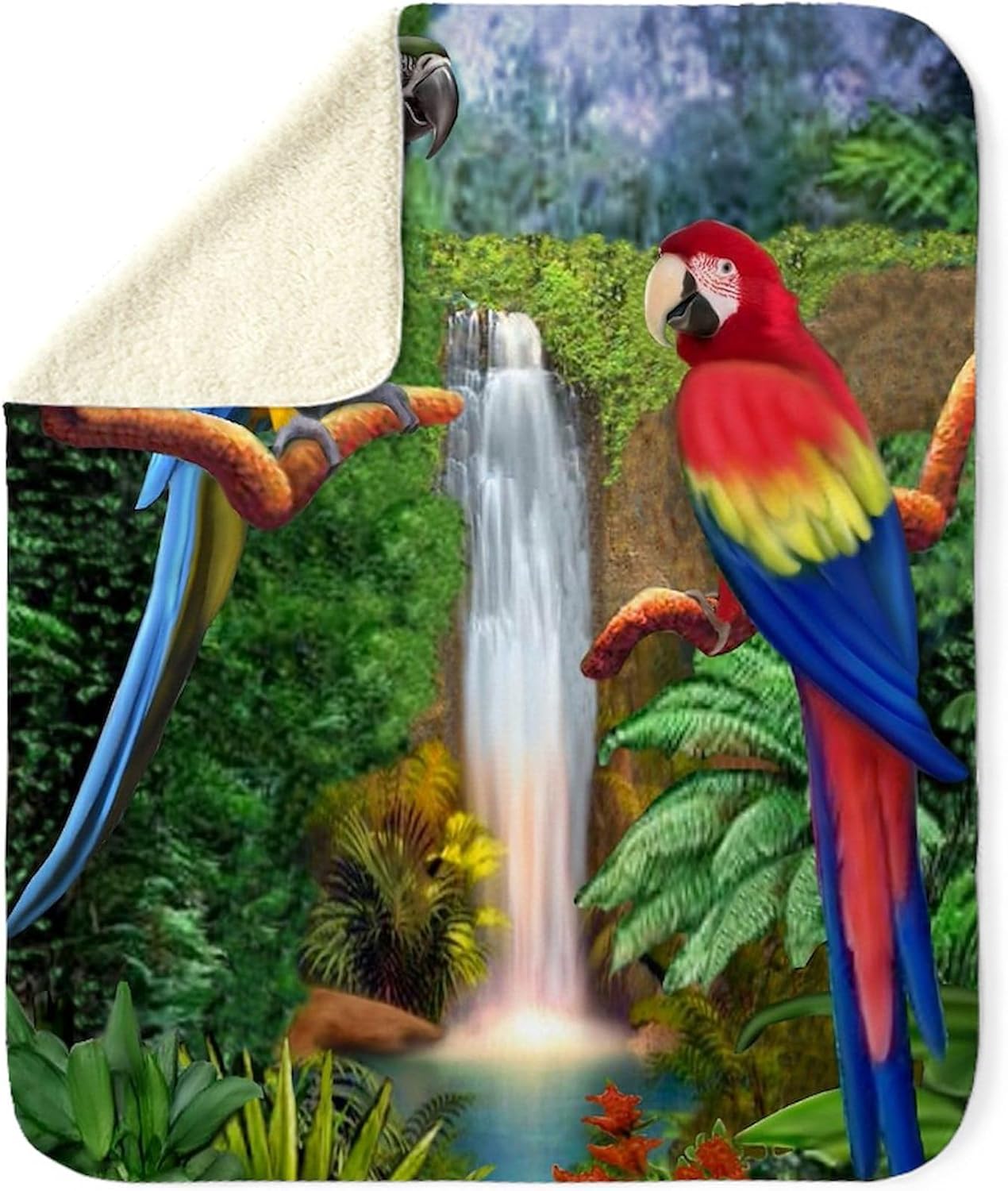 CafePress Macaw Tropical Parrots Sherpa Fleece Throw Blanket 60" L x 50" W