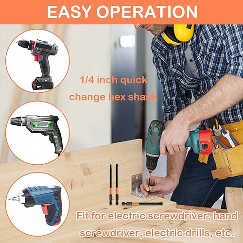 Miniatura 4 de JONMON Juego de brocas de destornillador Allen hexagonales magnéticas, brocas de impacto de acero S2 de cambio rápido H2-H6, vástago de 1/4 de