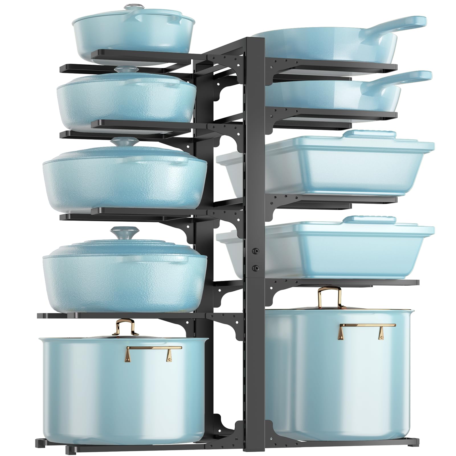 MUDEELA 10-Tier Pots and Pans Organizer Rack, 23.62" H for Cast-iron Pans