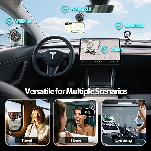 Miniatura 2 de Soporte magnético de teléfono para automóvil con ventosa, soporte magnético ultra fuerte para automóvil, gimnasio, teléfono 16, 15, 14, 13, 12