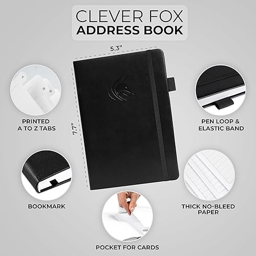 Miniatura 8 de Clever Fox Libreta de direcciones con pestañas alfabéticas, teléfono de piel sintética y libreta de direcciones para mantener los contactos seguros,
