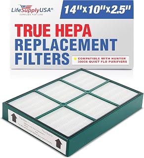 LifeSupplyUSA HEPAtech Filter Replacement Compatible with Hunter 30936 Quiet Flo Air Purifiers 30058 30085 30090 30095 30105 30117 30119 30130 36095 36117 36127 37090 30999