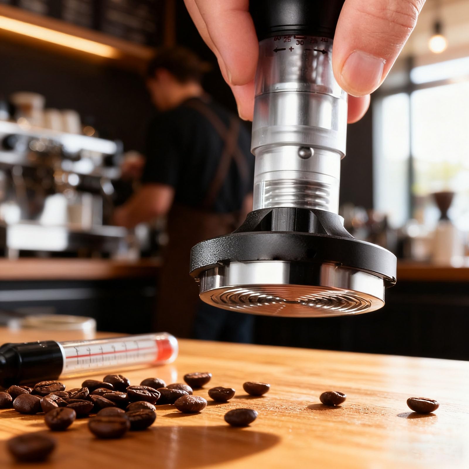 Zerodis Kaffee-Tamper 58 Mm, Federbelasteter Tamper mit Edelstahl-Wellenbasis für Barista-Kaffeezubehör zu Hause
