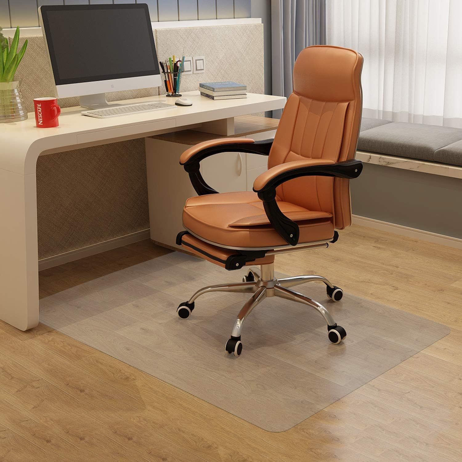 Protector antideslizante de PVC transparente para baldosas de parquet (40 x 40 cm)