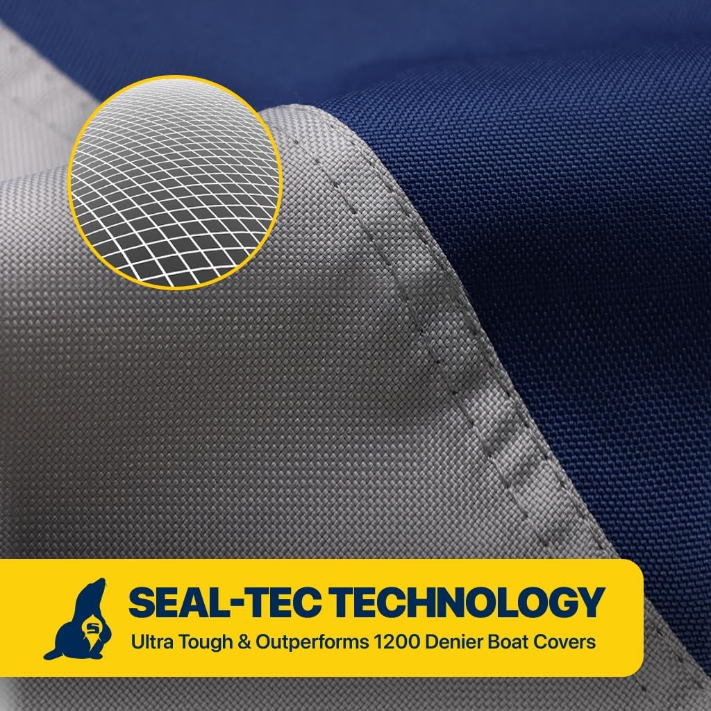 Seal Skin Covers Supreme, Kayak Boat Cover Waterproof, All-Weather Protection, Marine-Grade Cover for up to 13' Long & 110" Girth Mooring & Trailering Boat Cover Grey/Blue