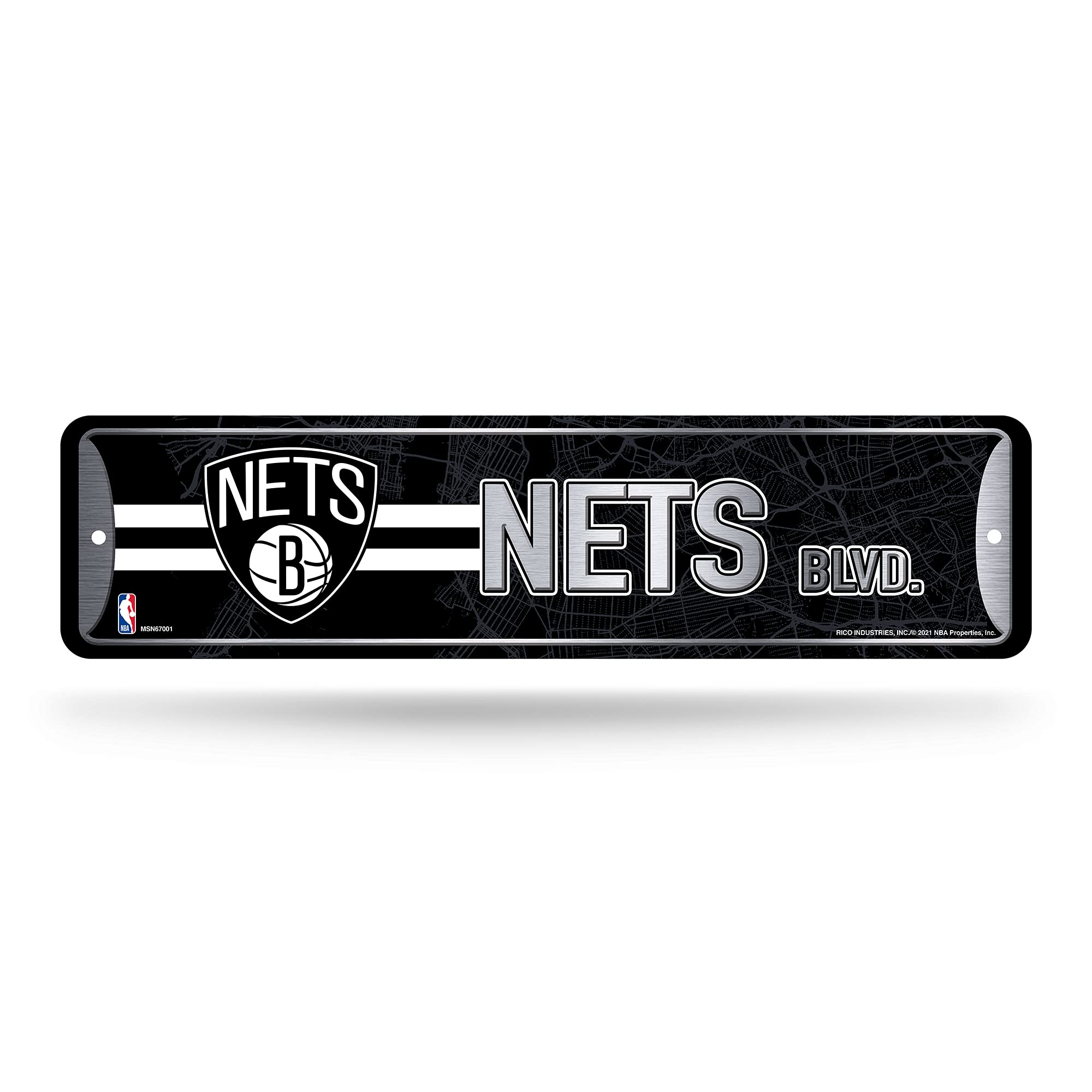 Rico Industries NBA Brooklyn Nets Cartel de Calle de Metal 4x15 Pulgadas Decoración Hogar