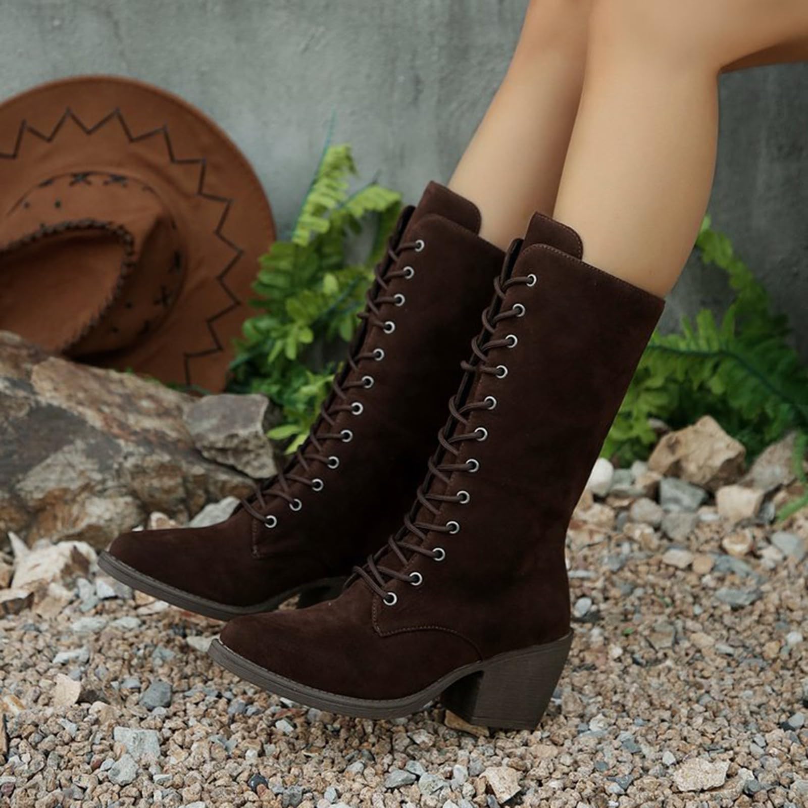 Genérico Botines Mujer Vestir Cordones Plataforma Botas Puntera Redonda Elegantes Zapatos Comodas Ligeros Caminar Bota Casuales Antideslizantes Botin para Otoño Invierno Trabajo Paseo y Uso Diario