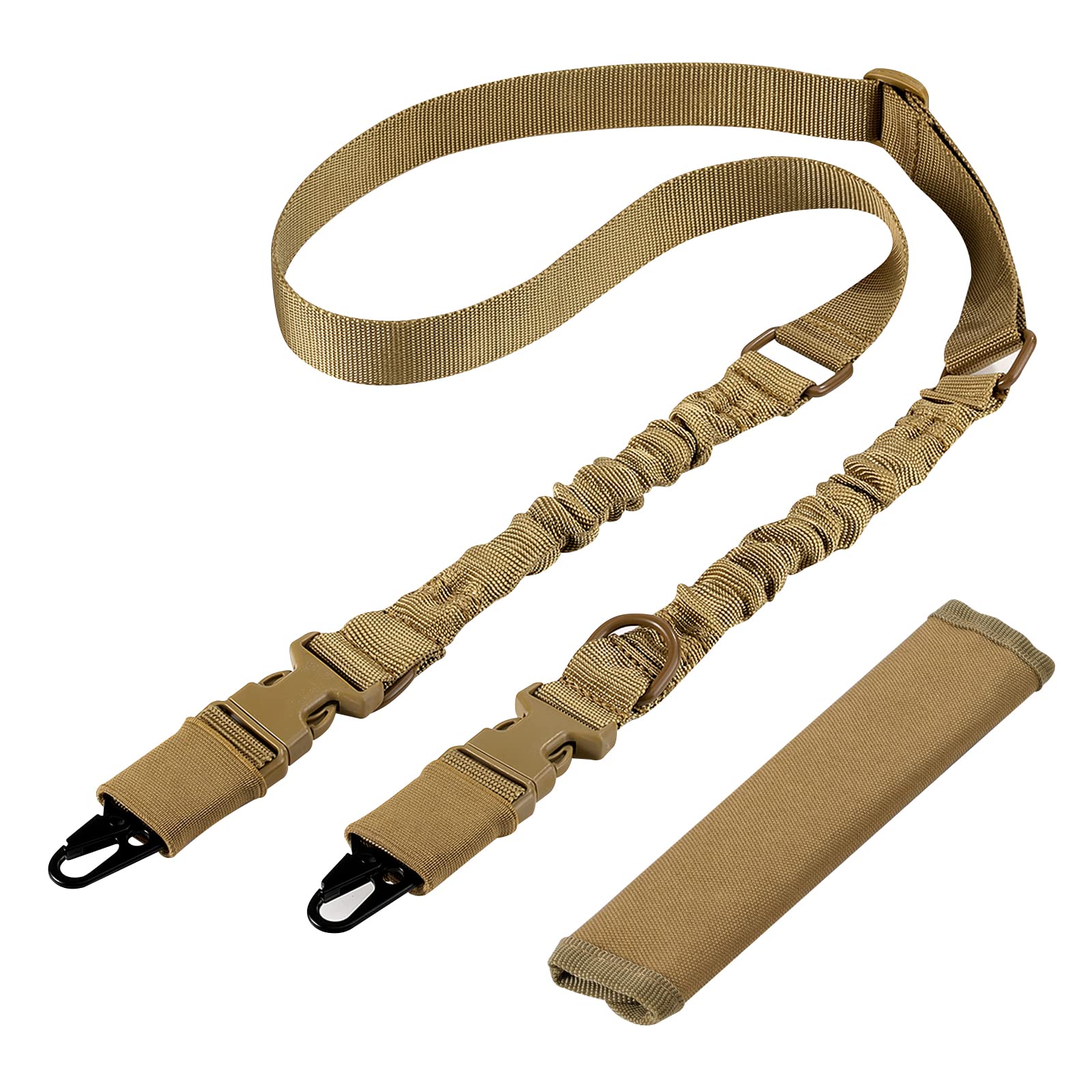 Traditional Sling Strap with Length Adjuster, 2 Point Sling with Metal Hook, Quick Release Sling with Shoulder Pad for Outdoor Sports Backpack Camera, Khaki