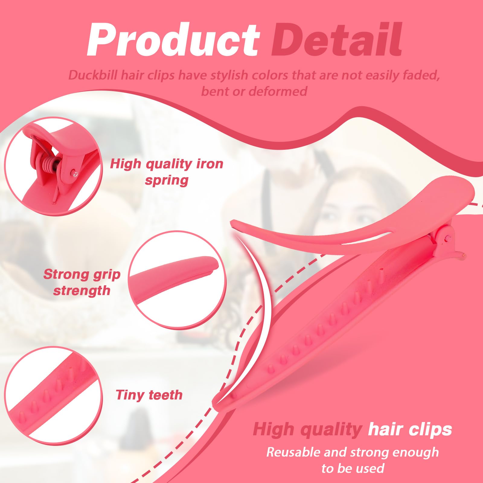 LELE LIFE 18Pcs Alligator Hair Clips for Styling Non Slip Matte Duck Billed Hair Clips Hair Roller Clips for Women Makeup Salon Hairdresser Sectioning (6 Colors B) - Image 3