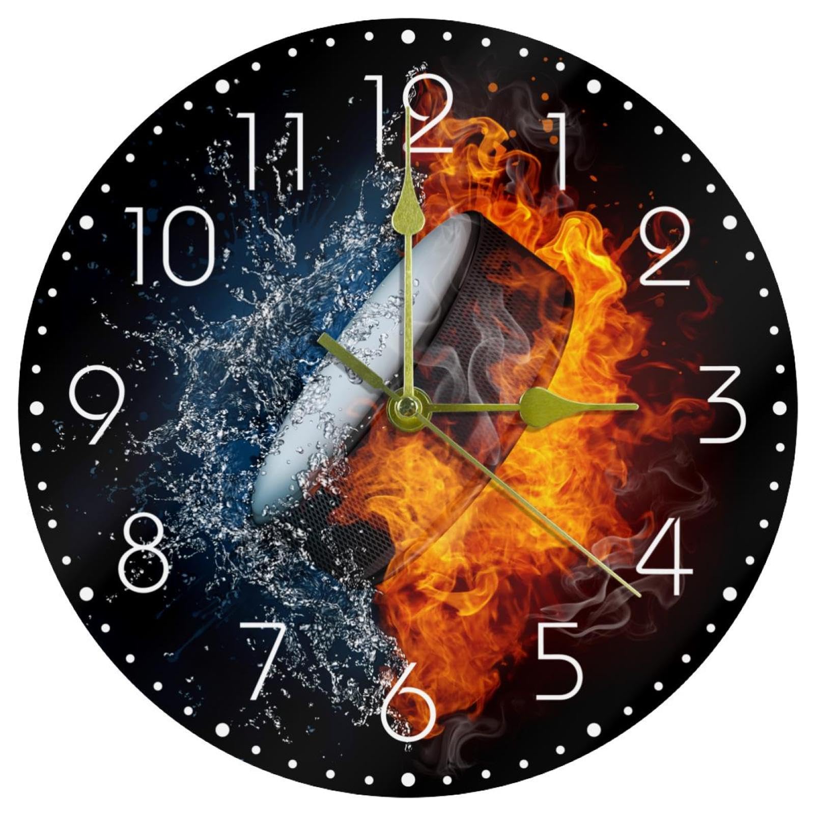 Horloge murale moderne et silencieuse motif hockey en acrylique pour un salon design
